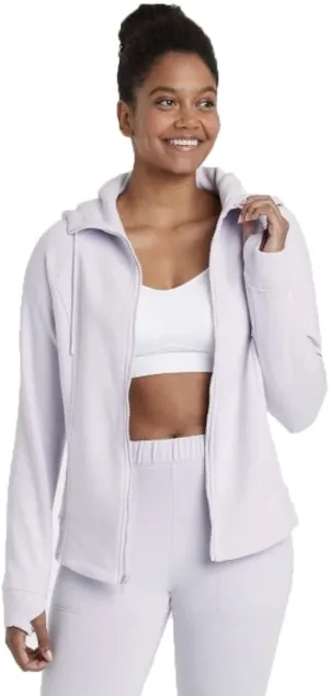 New Women's Fleece Full Zip Hooded Sweatshirt - All in Motion M NWT LAVENDER Sz M