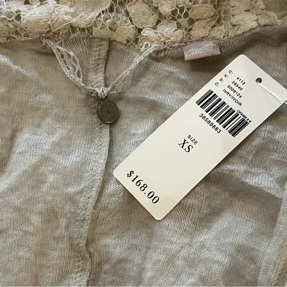 NWT Anthropologie Knitted &amp; Knotted Crinkled Open Front Cardigan with ties Boho