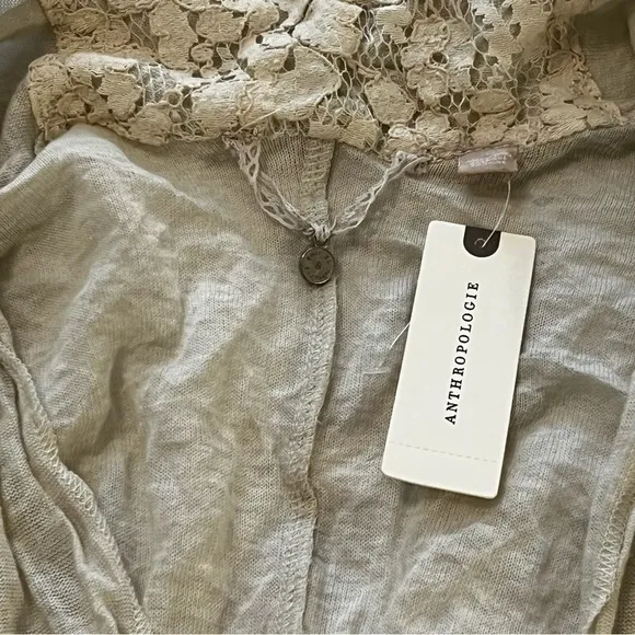 NWT Anthropologie Knitted &amp; Knotted Crinkled Open Front Cardigan with ties Boho