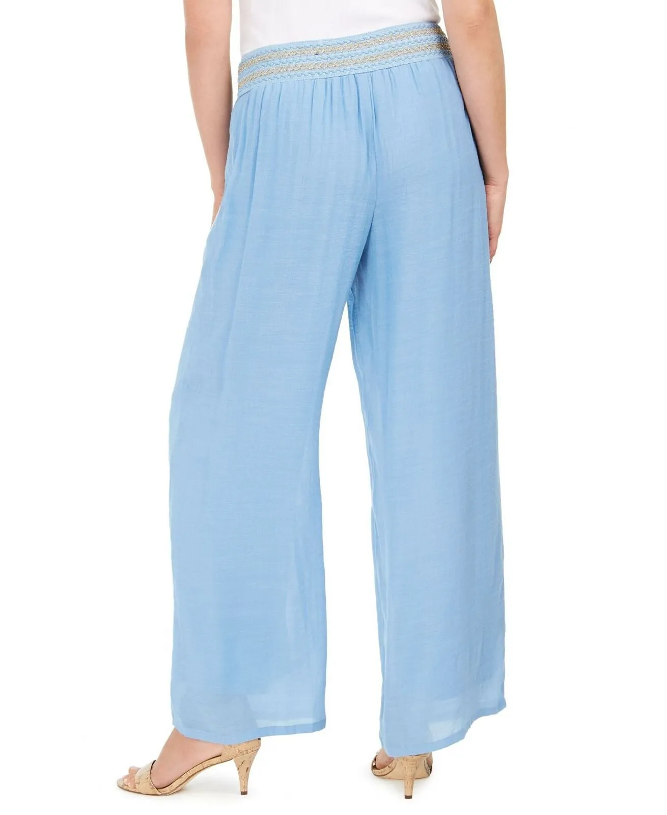 NWT JM Collection Women's Metallic Detail Wide Leg Gauze Pants. 100040828MS XL
