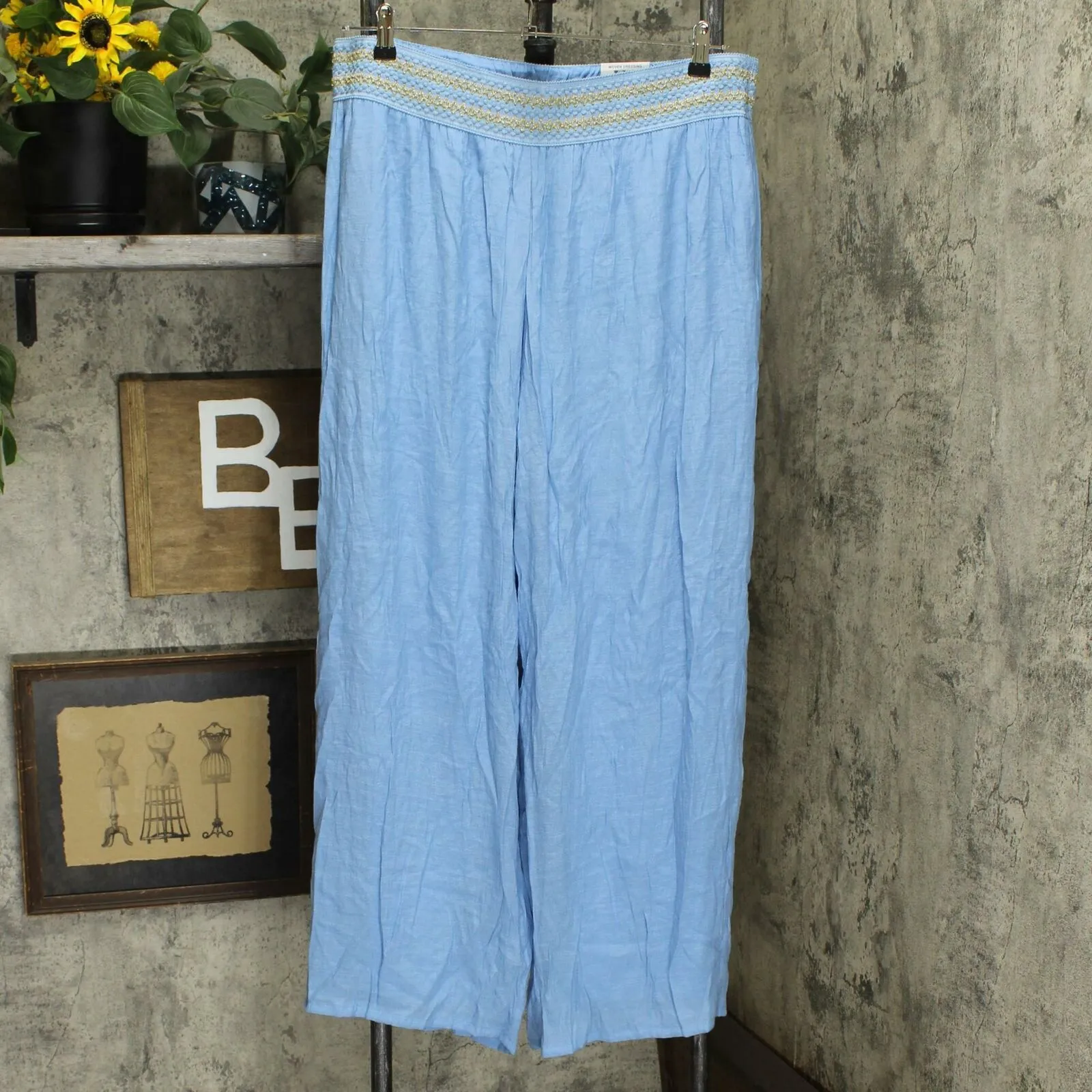 NWT JM Collection Women's Metallic Detail Wide Leg Gauze Pants. 100040828MS XL