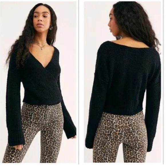 NWT MSRP $128 Free People Faux Wrap Sweater Women's Size Small