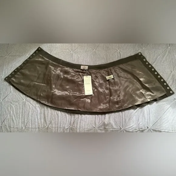 (NWT) Zara Steven Meisel Suede Leather Mini Skirt. Black. Size XS.