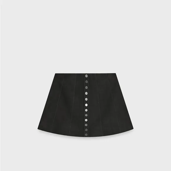 (NWT) Zara Steven Meisel Suede Leather Mini Skirt. Black. Size XS.
