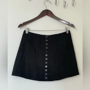 (NWT) Zara Steven Meisel Suede Leather Mini Skirt. Black. Size XS.