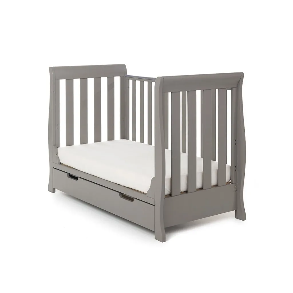 OBABY Stamford Mini Sleigh Cot Bed - Warm Grey