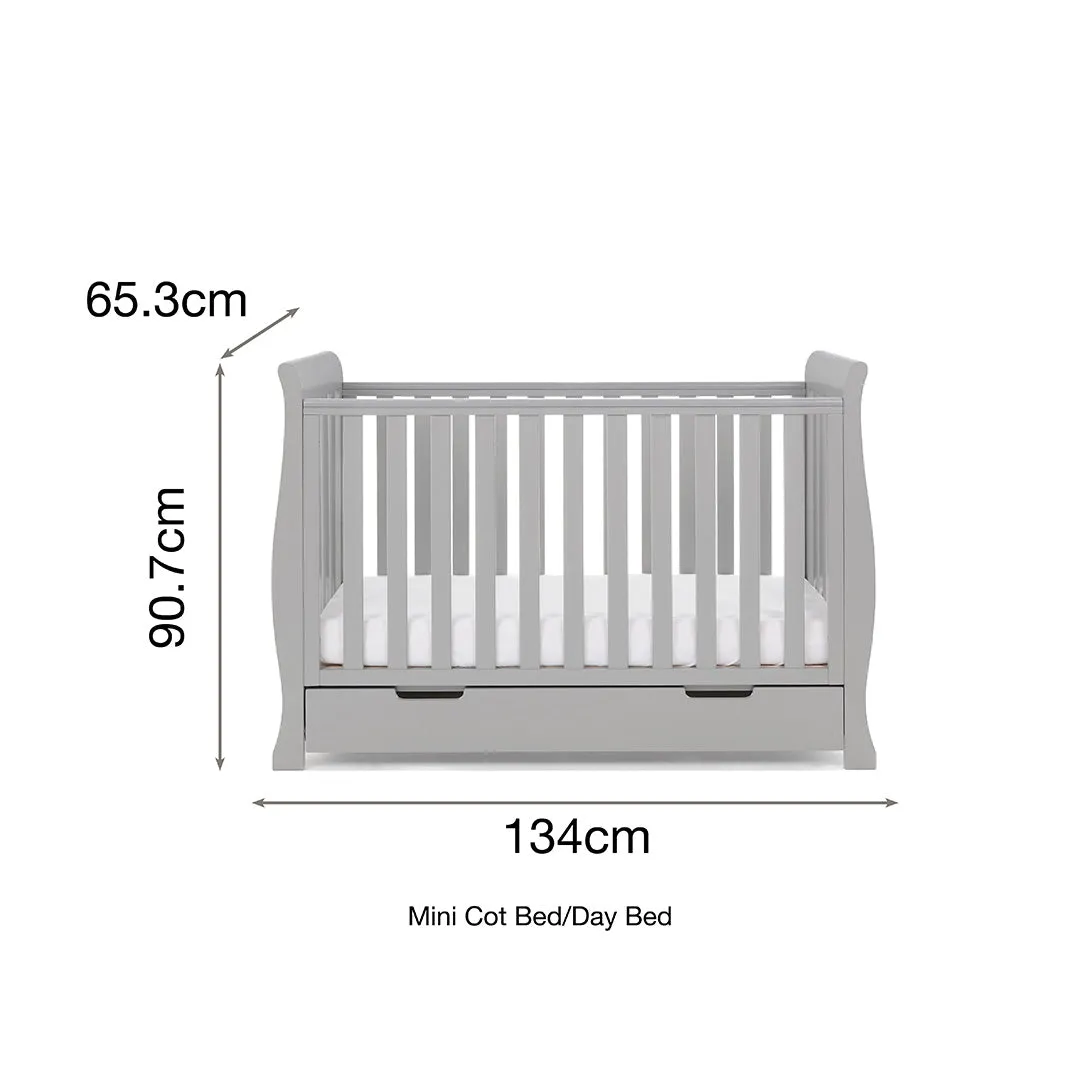 OBABY Stamford Mini Sleigh Cot Bed - Warm Grey