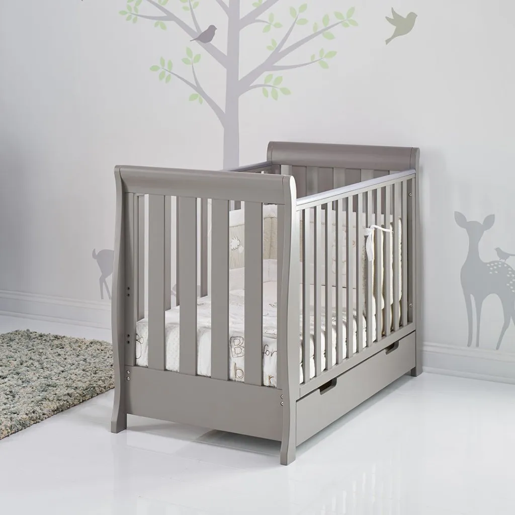 OBABY Stamford Mini Sleigh Cot Bed - Warm Grey