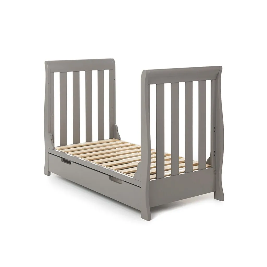 OBABY Stamford Mini Sleigh Cot Bed - Warm Grey
