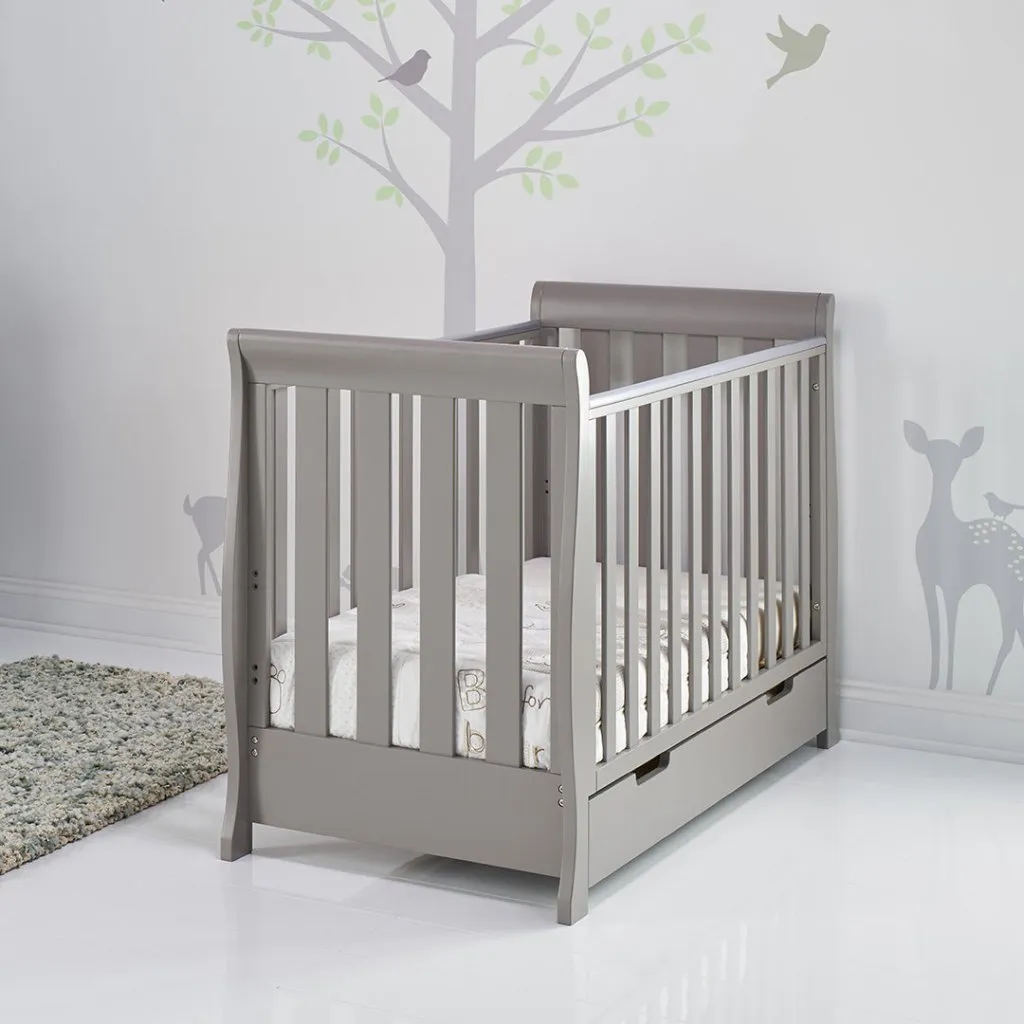 OBABY Stamford Mini Sleigh Cot Bed - Warm Grey