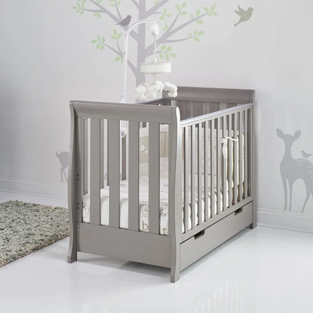 OBABY Stamford Mini Sleigh Cot Bed - Warm Grey