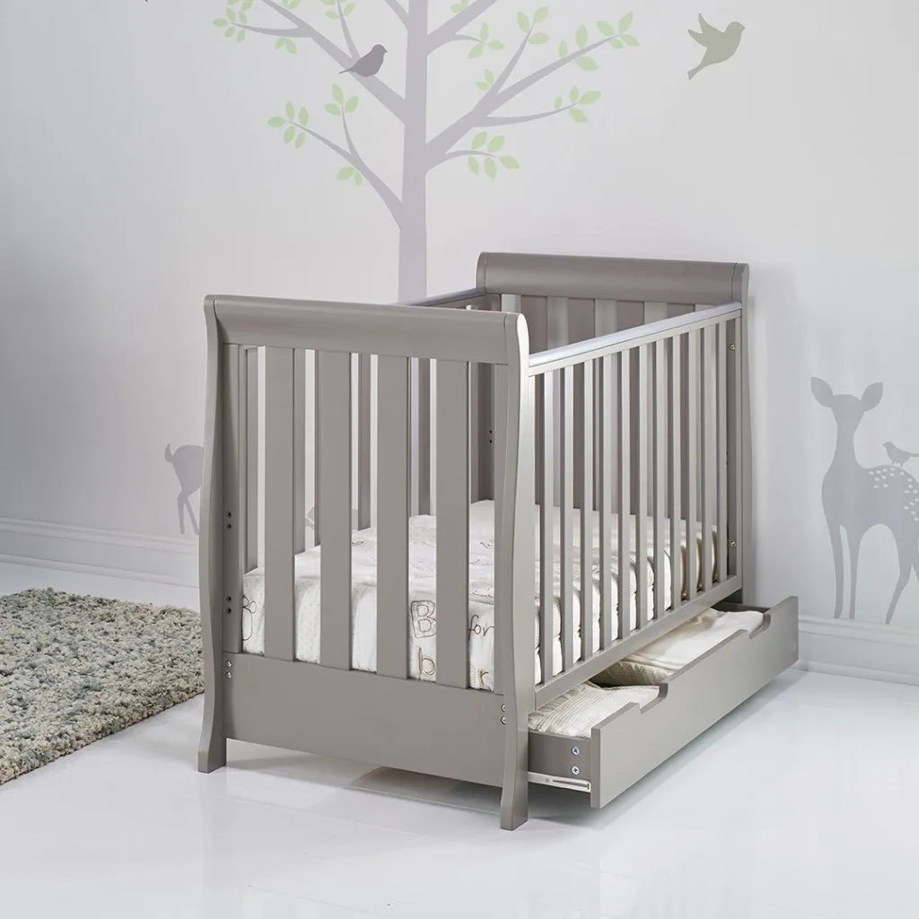 OBABY Stamford Mini Sleigh Cot Bed - Warm Grey