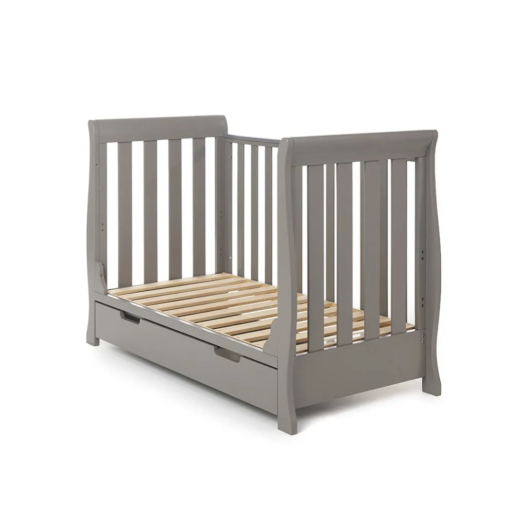 OBABY Stamford Mini Sleigh Cot Bed - Warm Grey