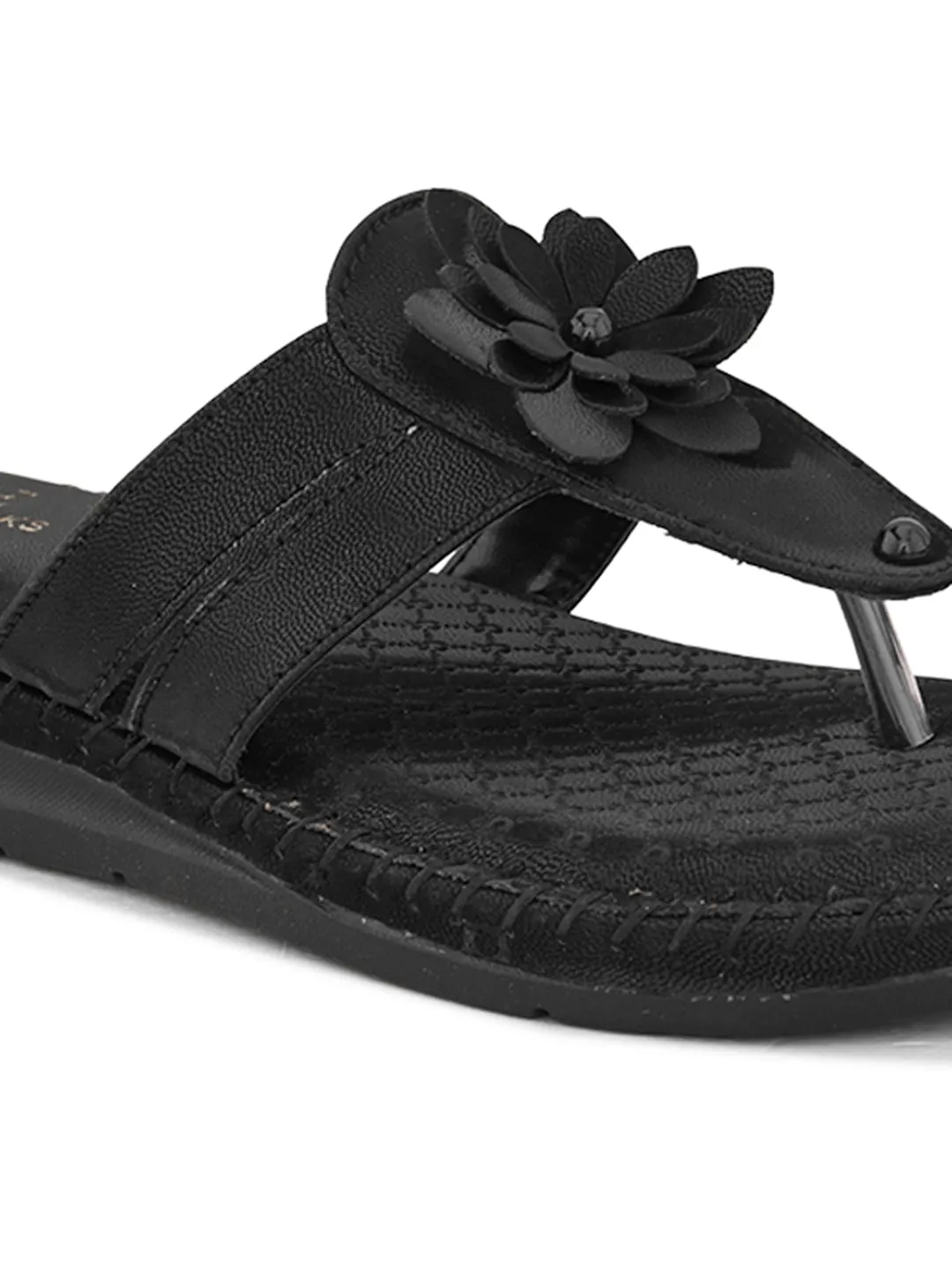 Orthopedic Flat Slippers - Flower Embellishment Flats