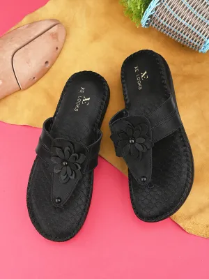 Orthopedic Flat Slippers - Flower Embellishment Flats