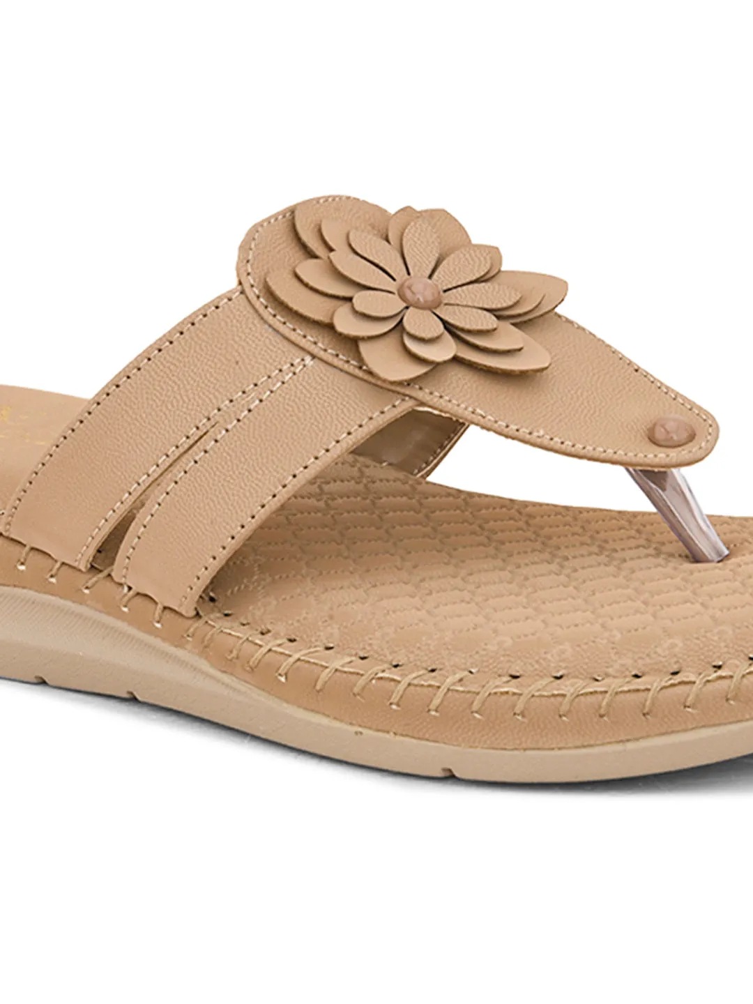 Orthopedic Flat Slippers - Flower Embellishment Flats
