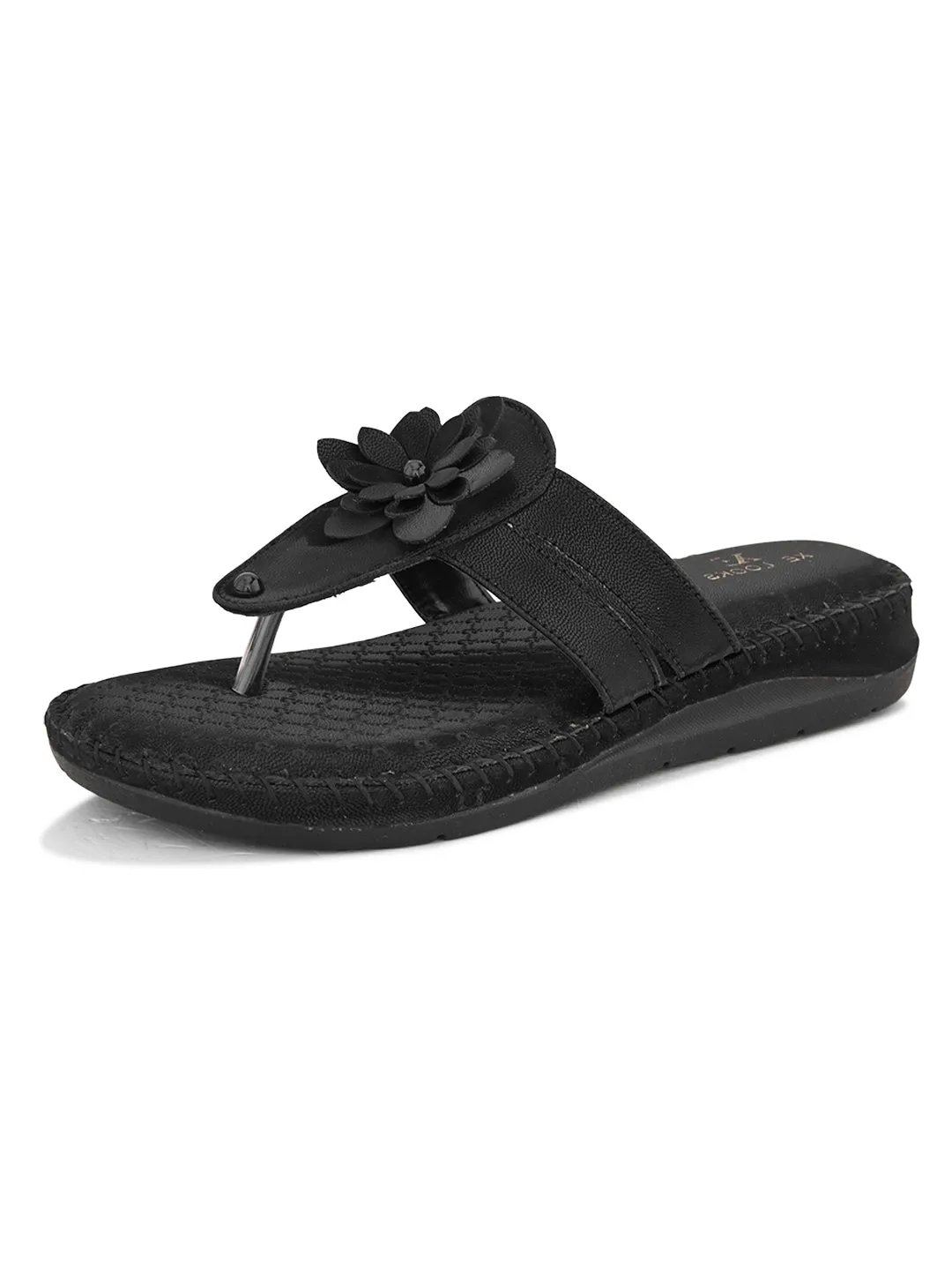 Orthopedic Flat Slippers - Flower Embellishment Flats