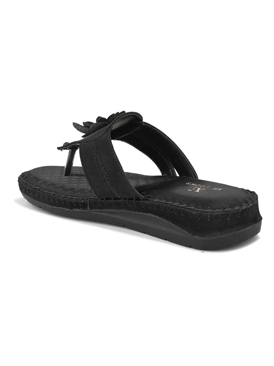 Orthopedic Flat Slippers - Flower Embellishment Flats
