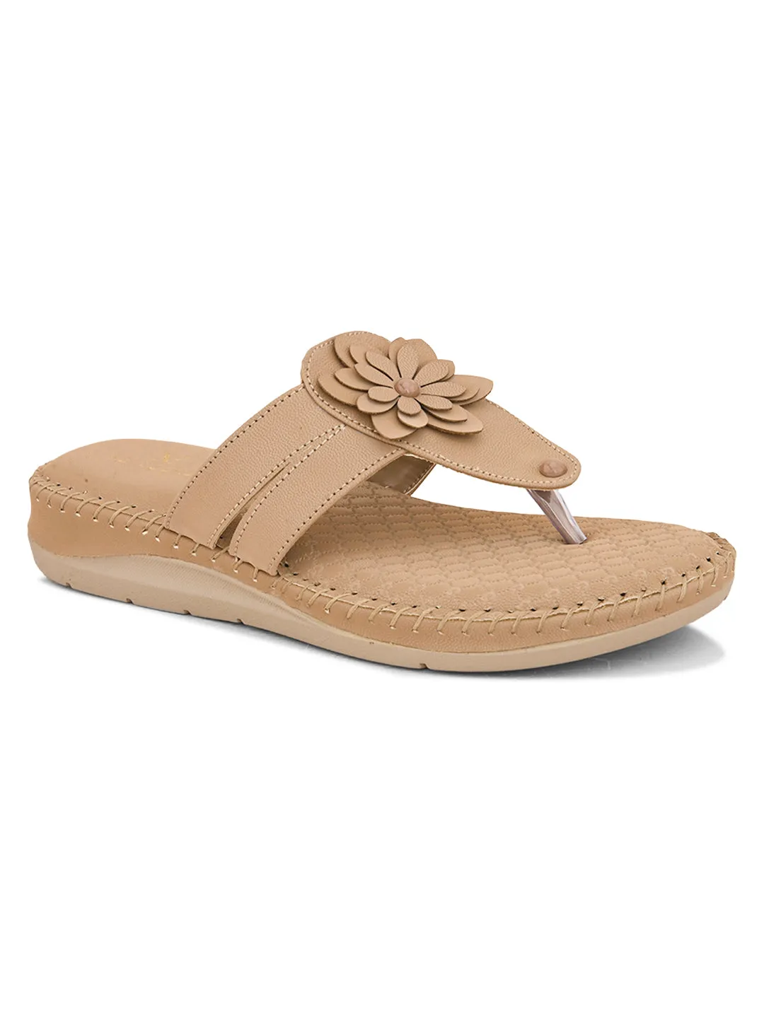 Orthopedic Flat Slippers - Flower Embellishment Flats