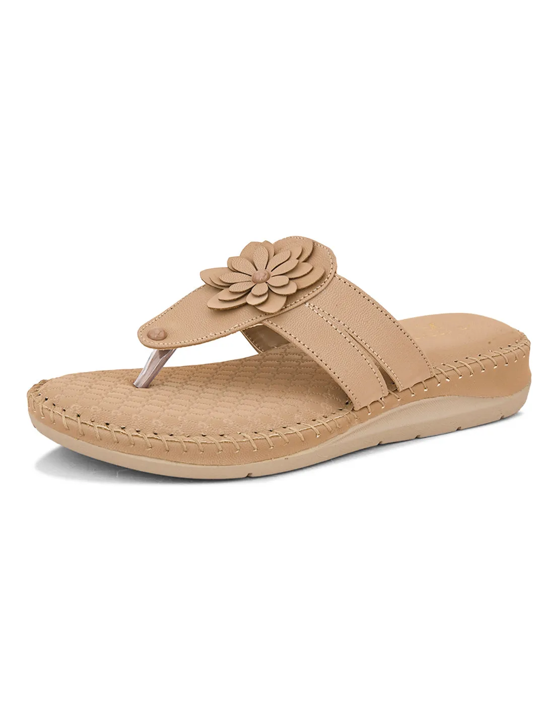 Orthopedic Flat Slippers - Flower Embellishment Flats