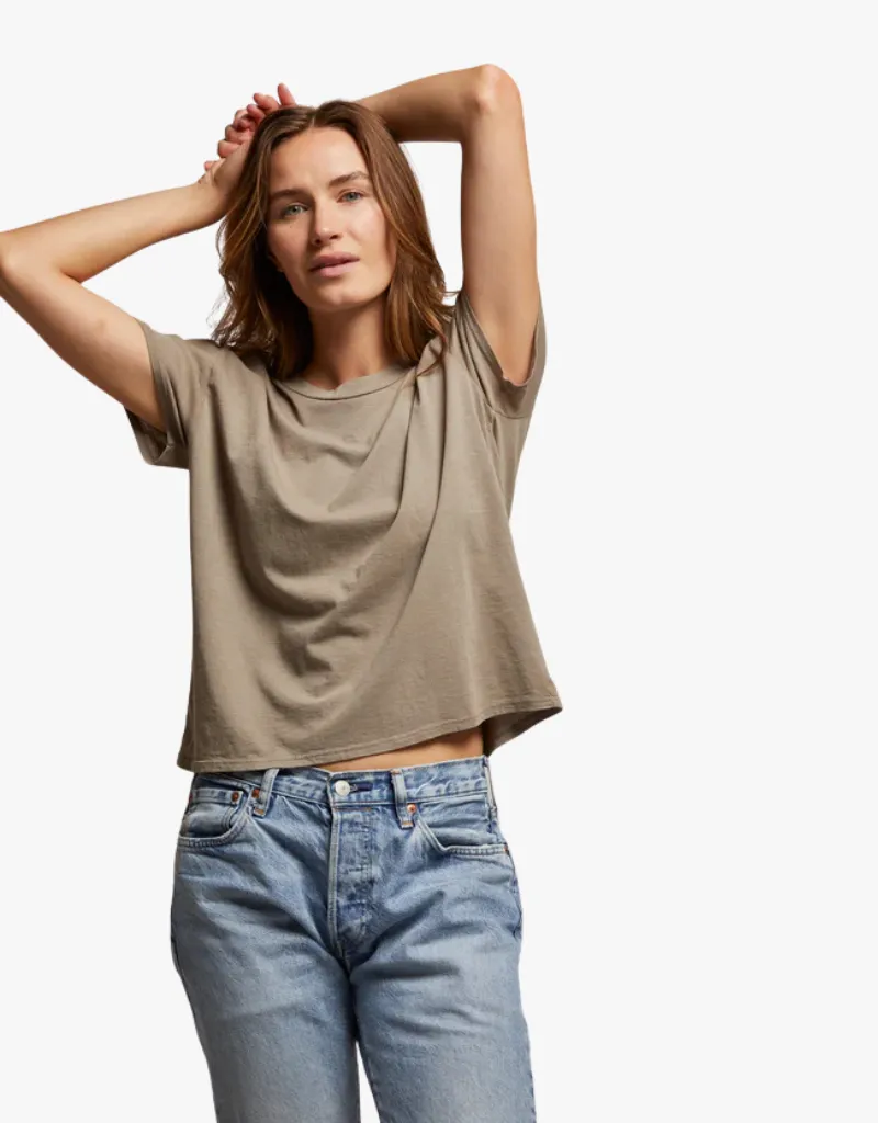 Perfect White Tee Harley Crispy Lightweight Cotton Boxy Tee in Mushroom