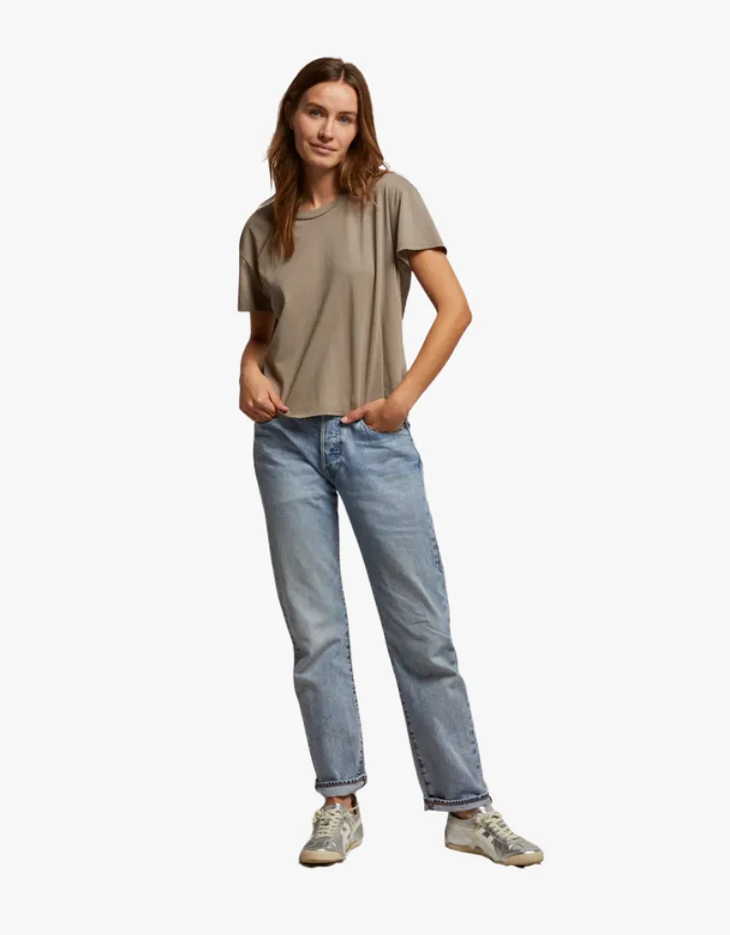 Perfect White Tee Harley Crispy Lightweight Cotton Boxy Tee in Mushroom