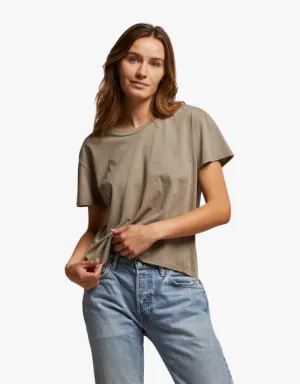 Perfect White Tee Harley Crispy Lightweight Cotton Boxy Tee in Mushroom