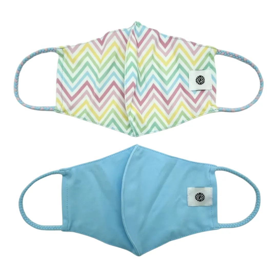 Pom Masks by Pomchies - Spring Chevron / Solid Blue