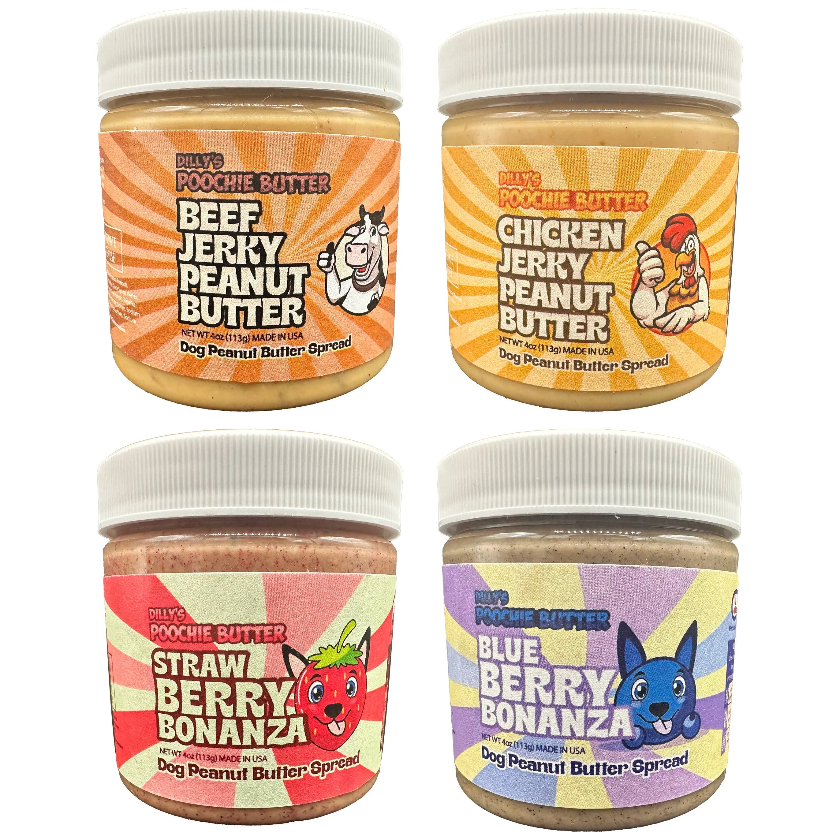 Poochie Butter - 4oz Dog Peanut Butter Flavored Jar Collection