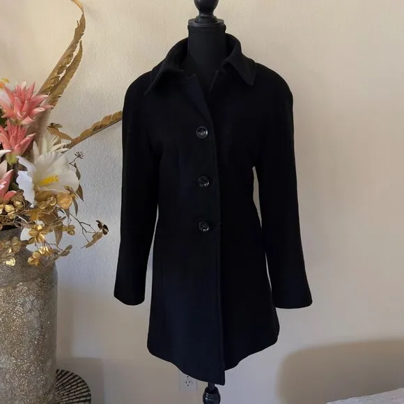 Preston &amp; York Wool Trench Coat with Hot Pink Lining Trim NWOT sz 12