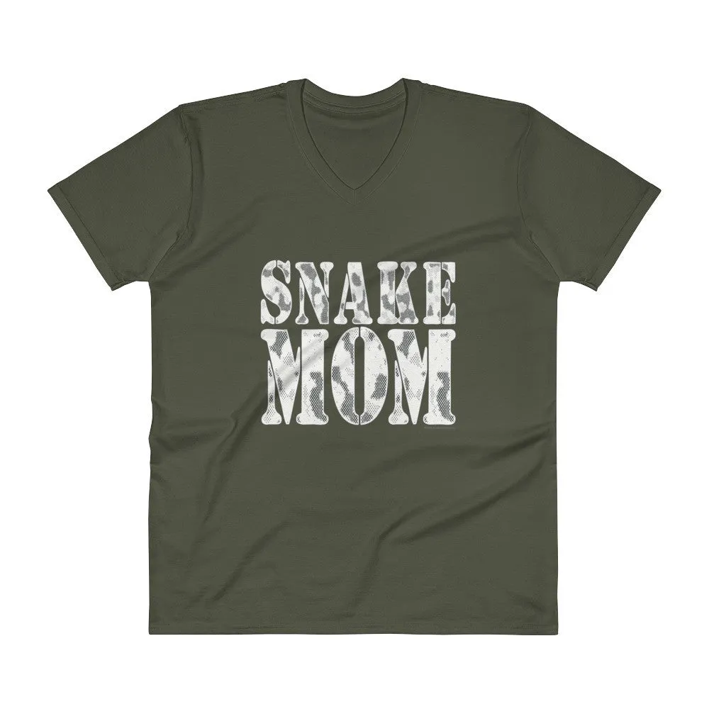 Proud Snake Mom Herping Herpetology Herper Snakes V-Neck T-Shirt