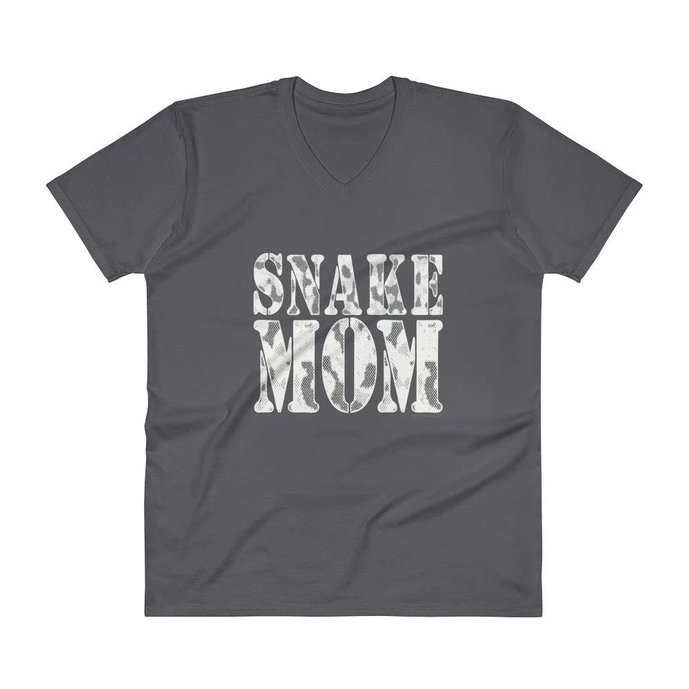 Proud Snake Mom Herping Herpetology Herper Snakes V-Neck T-Shirt
