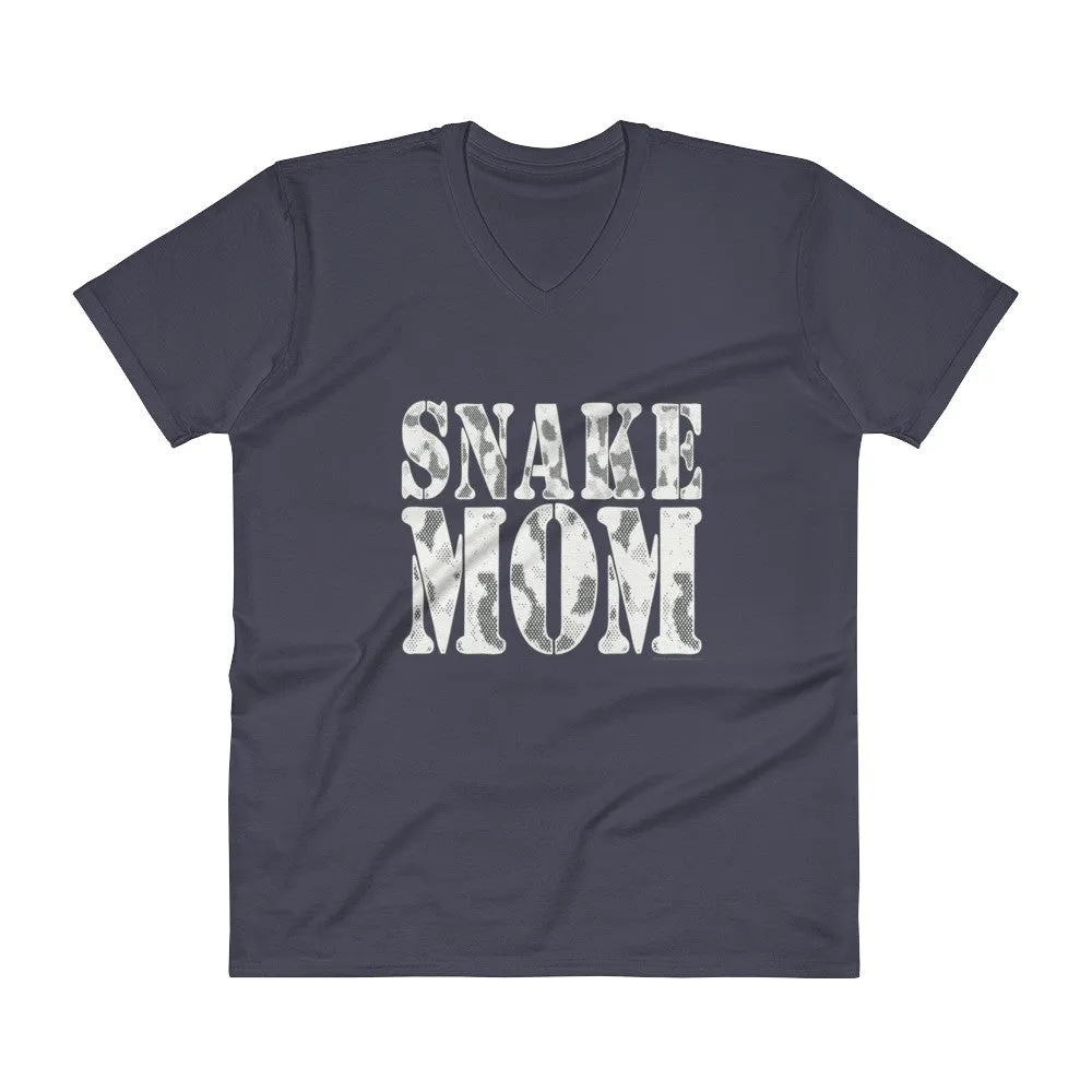Proud Snake Mom Herping Herpetology Herper Snakes V-Neck T-Shirt