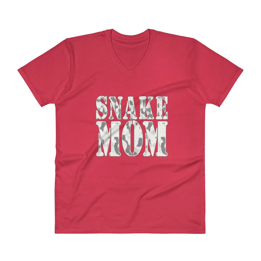 Proud Snake Mom Herping Herpetology Herper Snakes V-Neck T-Shirt