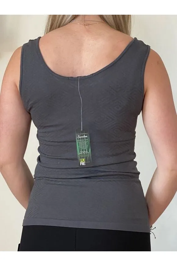 Pure Essence - Jacquard Bamboo Camisole 27" - Charcoal Gray