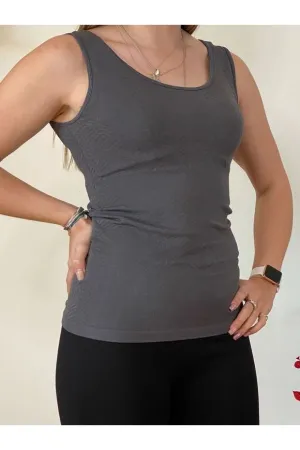 Pure Essence - Jacquard Bamboo Camisole 27" - Charcoal Gray