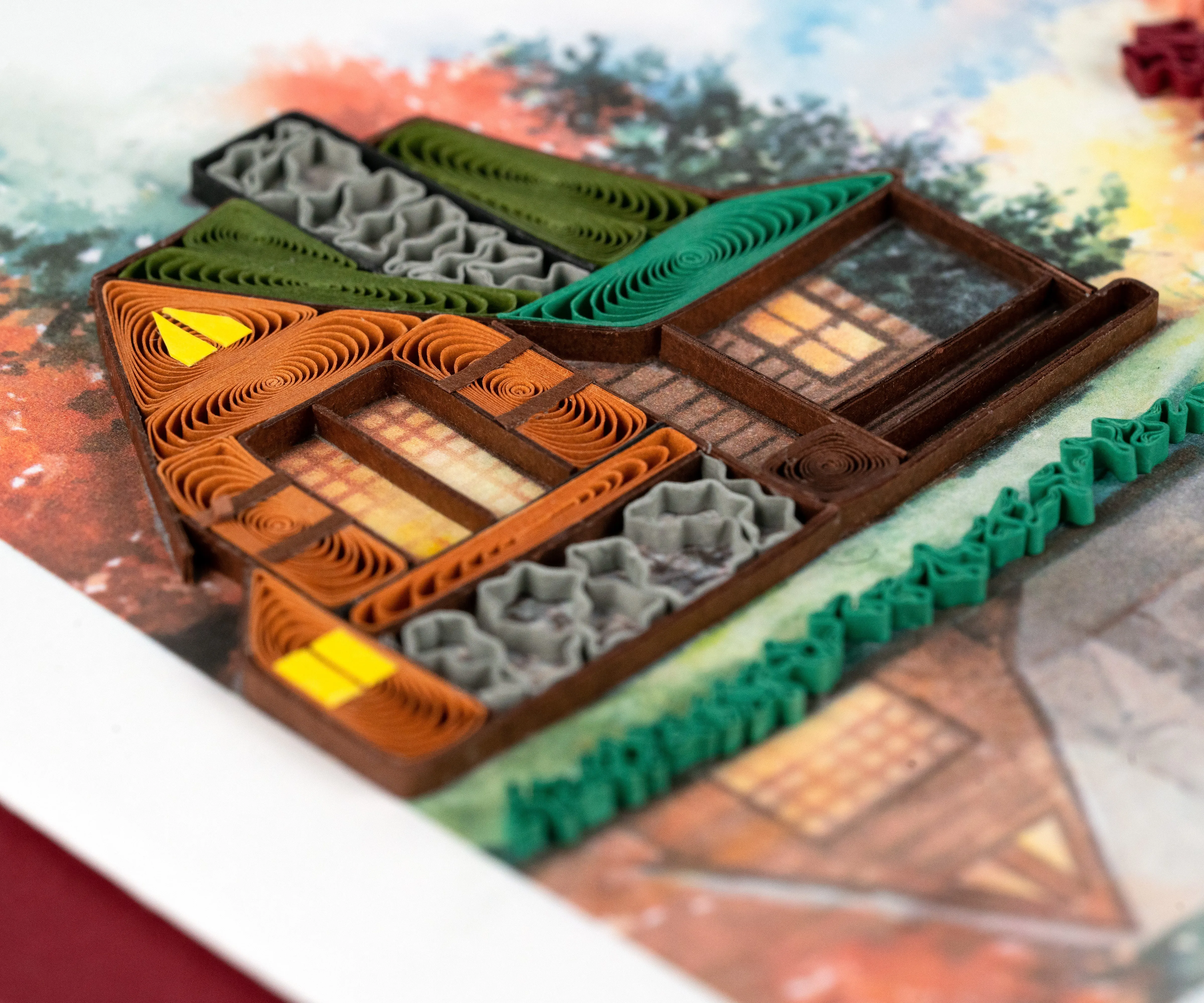 Quilled Cozy Autumn Cabin Greeting Card