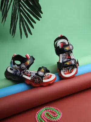 Red PU Velcro With LED Lights Sandals For Kids-Unisex (TC-211-RED)