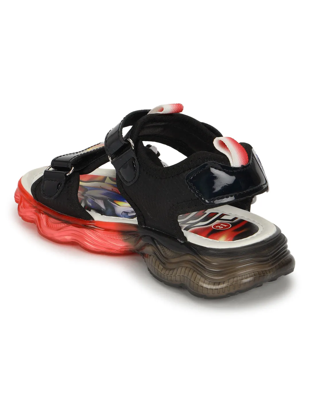 Red PU Velcro With LED Lights Sandals For Kids-Unisex (TC-211-RED)