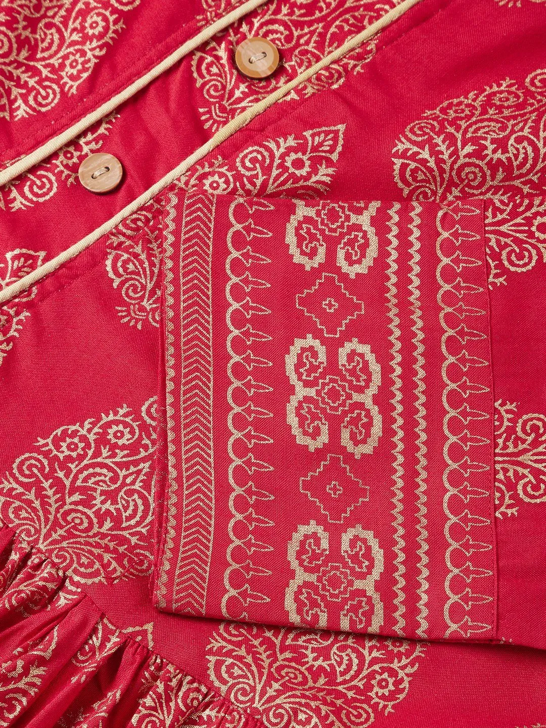 Red Slit Kurta With Palazo