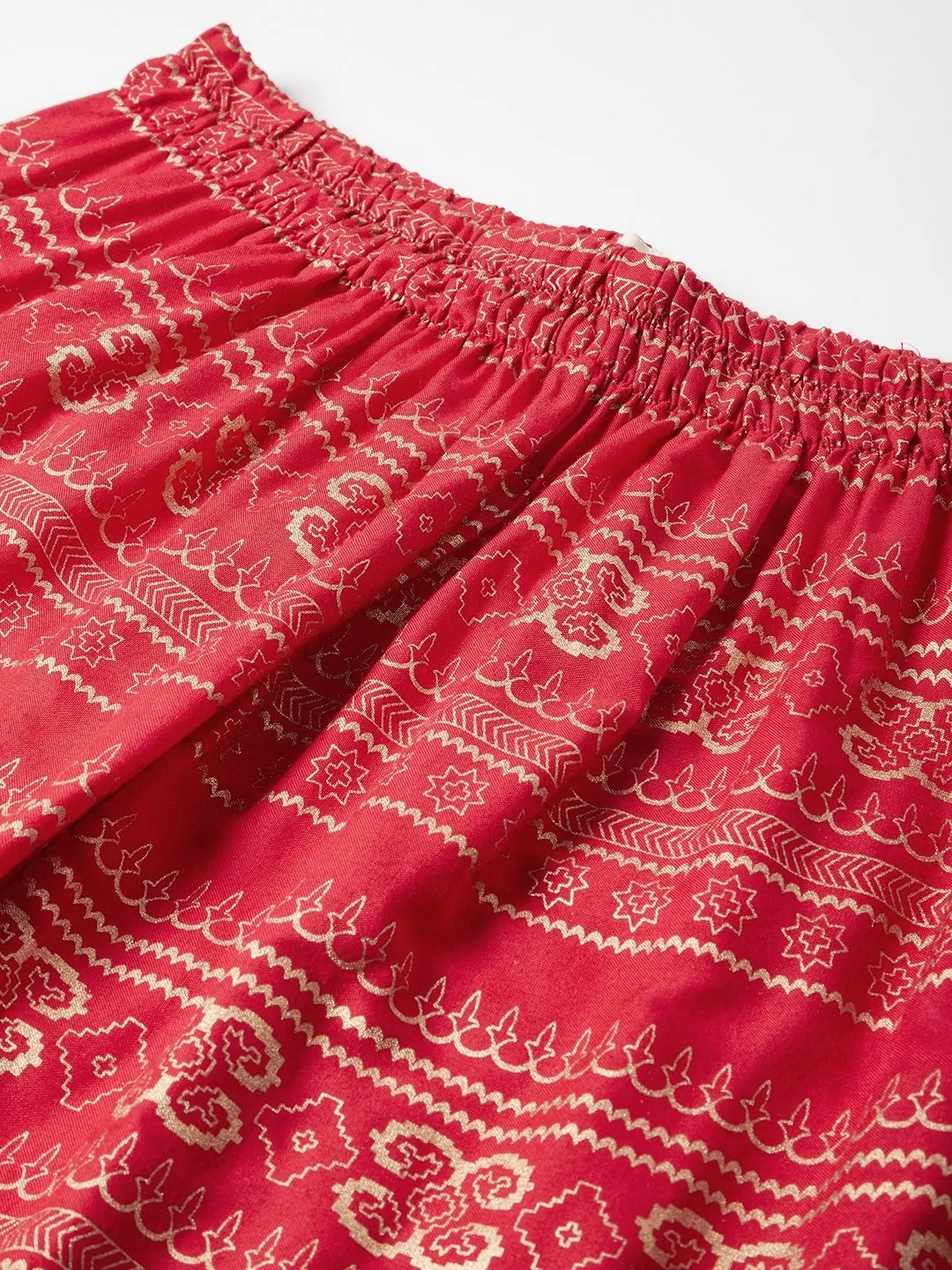 Red Slit Kurta With Palazo