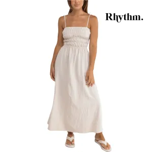 RHYTHM CLASSIC SHIRRED MIDI DRESS OAT