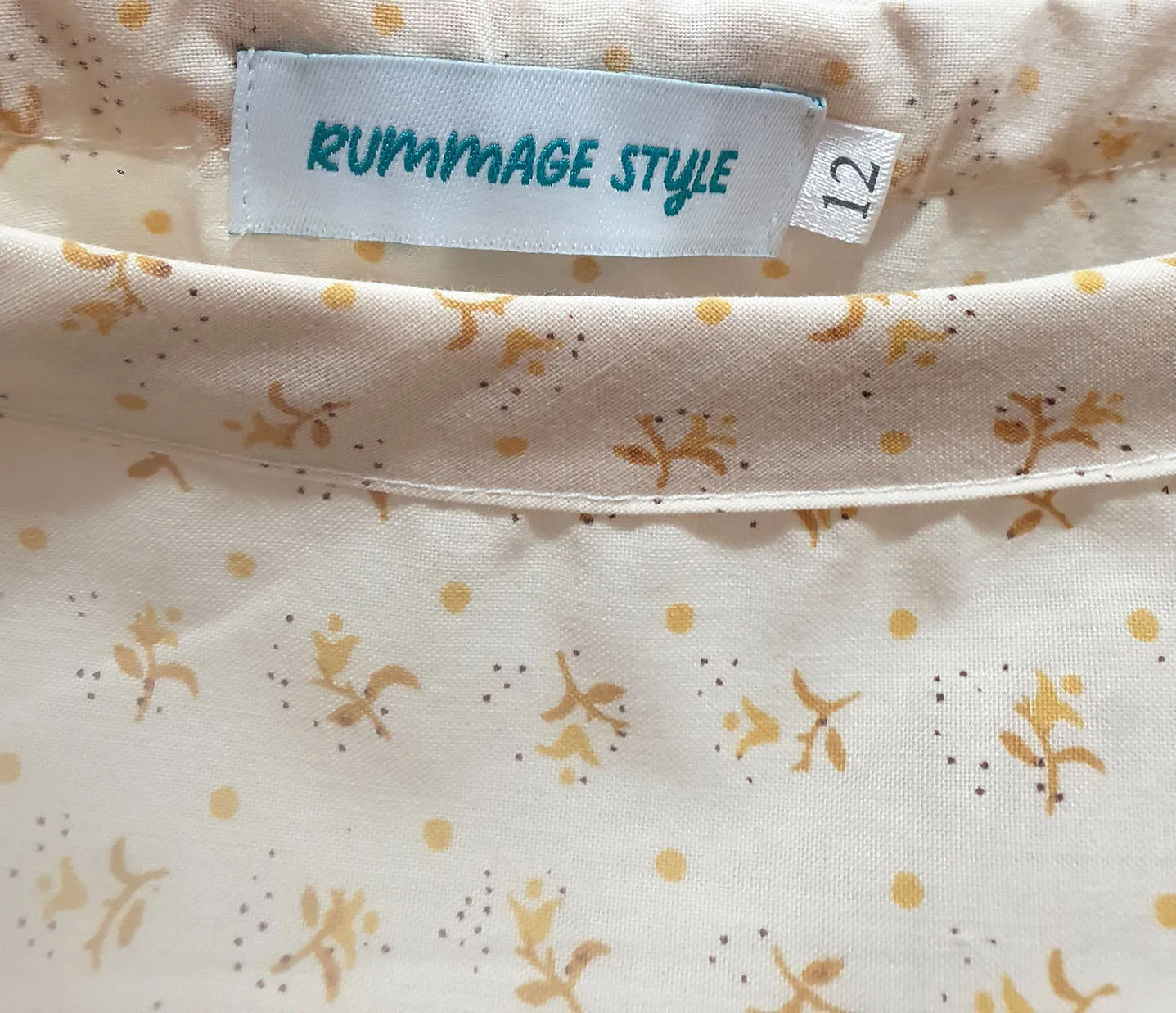 Rummage Style yellow cotton top size 12 (tiny fit, best fits 10)