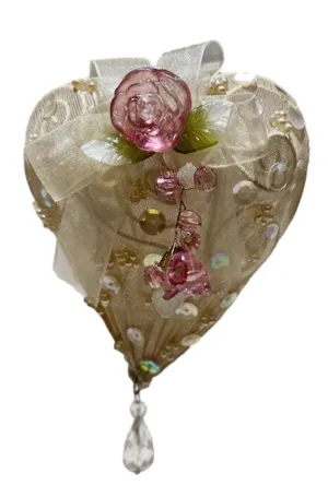 Shabby Chic Heart Ornaments S/2