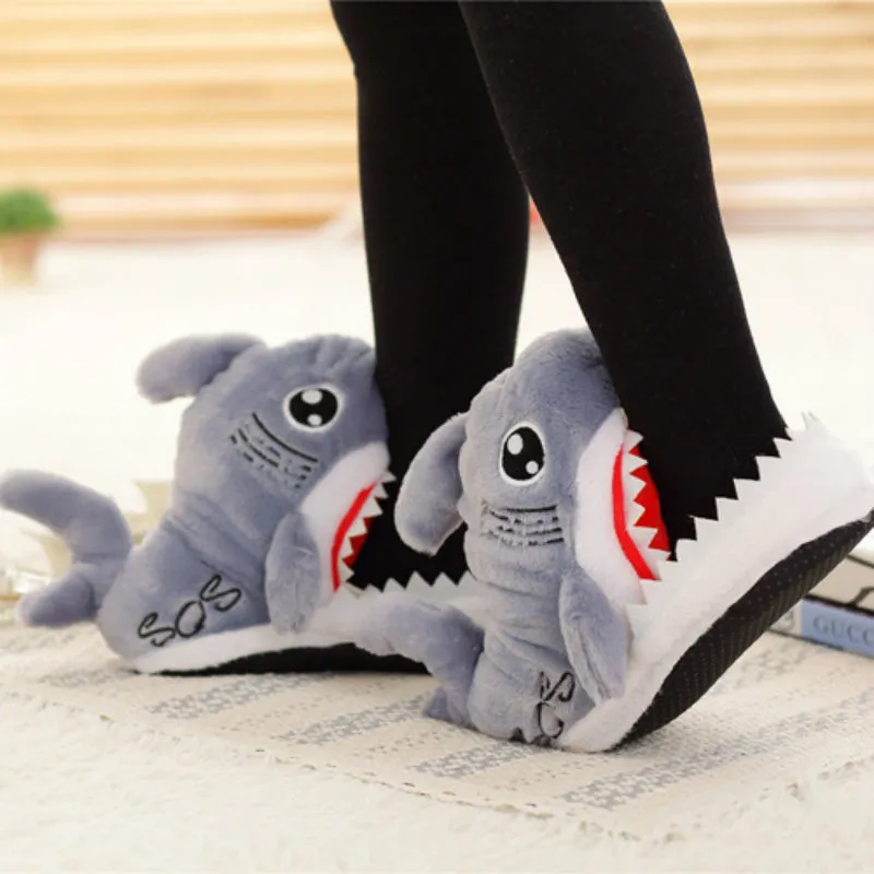 Shark Slippers Warm Soft Bottom Home House Indoor Floor Shark Shape