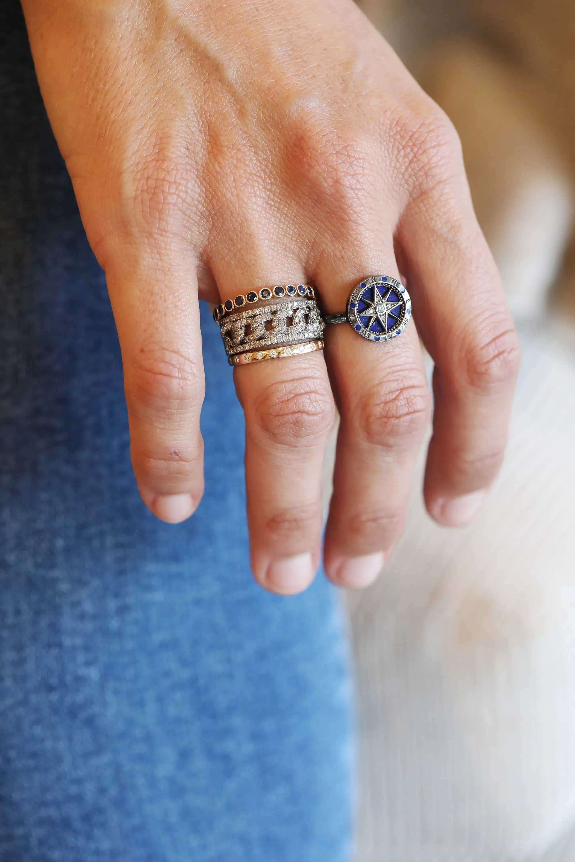 Silver Diamond Cuban Chain Link Ring