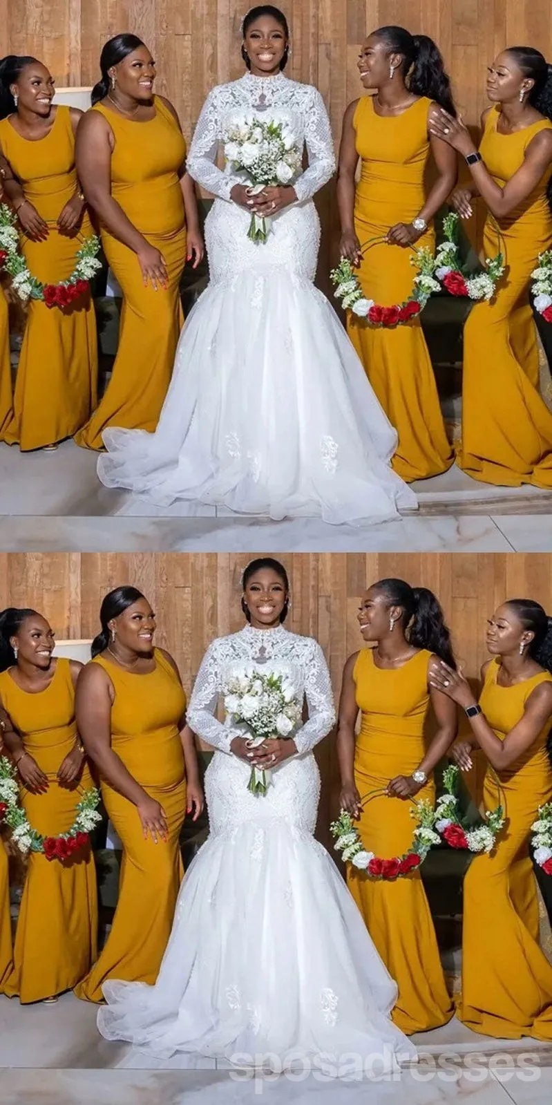 Simple Mermaid Yellow Straps Cheap Long Bridesmaid Dresses,WG1504