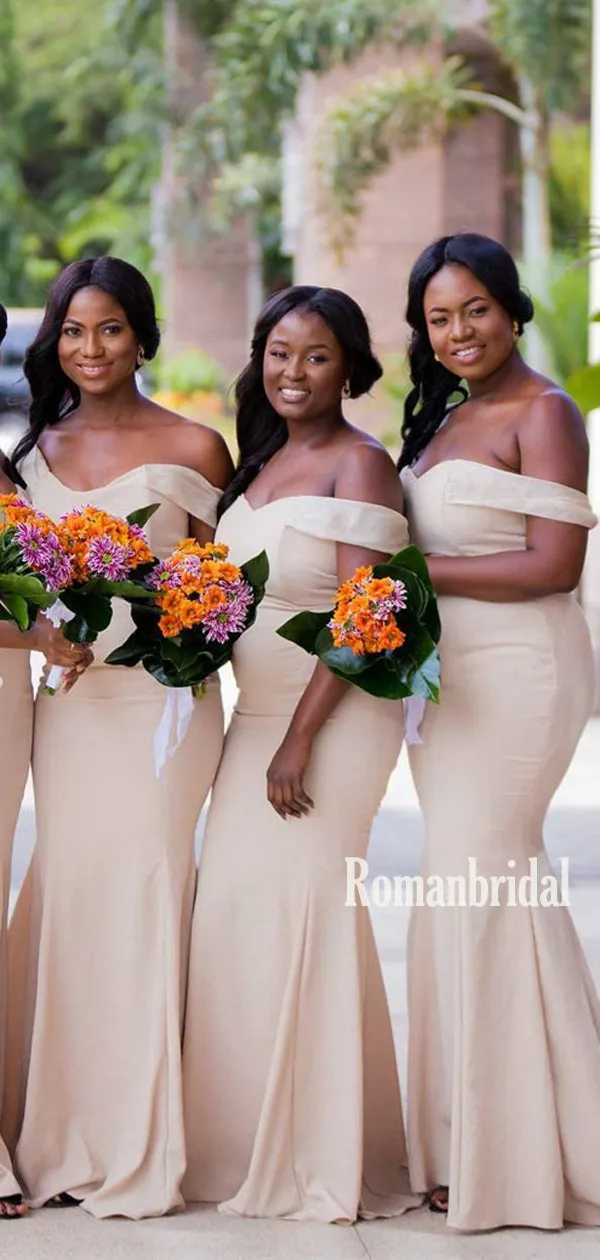 Simple Off-shoulder Mermaid Cheap Long Bridesmaid Dresses Online,RBWG0047