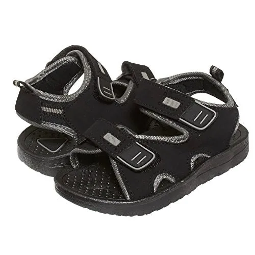 Skysole Boys Adjustable Strap Sandals, Black/Grey