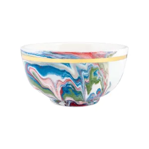 Small Handmade Marble Glazed Moroccan Bowls with 12K Gold Rim